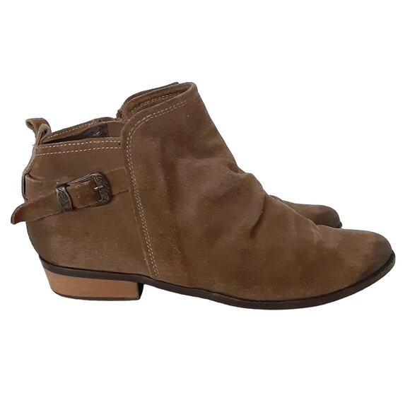 Naughty Monkey Straight Up Leather Ankle Booties Suede Womens 7 Dark Brown - Picture 2 of 11